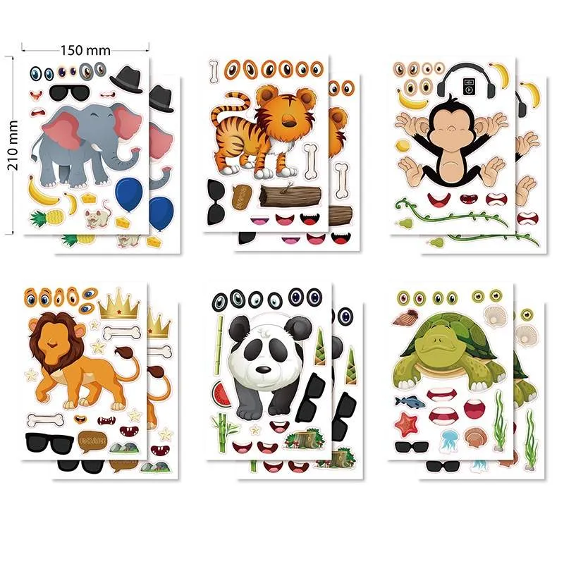 ສະຕິກເກີກາຕູນ Jigsaw ສັດ