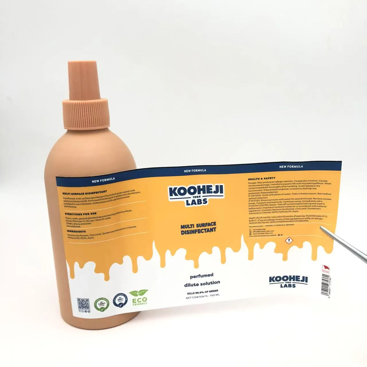 ປ້າຍບັນຈຸຂວດຢາຂ້າເຊື້ອໂລກ