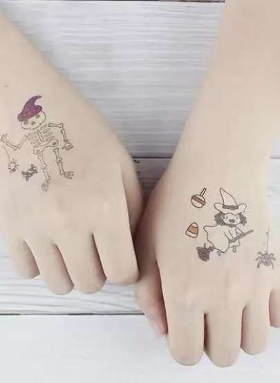 ສະຕິກເກີ Glow Tattoo ໃນຕອນກາງຄືນ Halloween